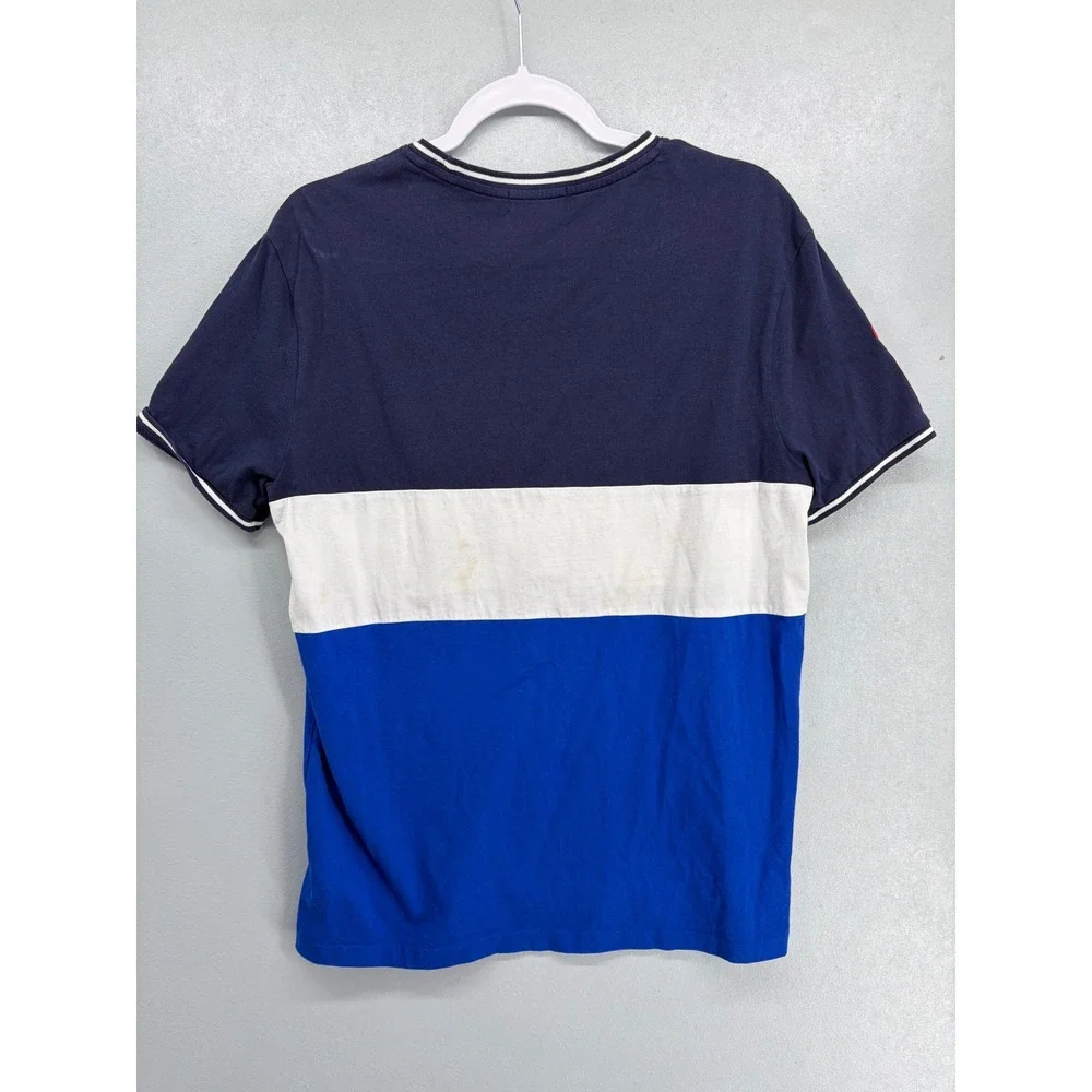 Polo Ralph Lauren Mens T-Shirt Colorblock USA Shield Logo Navy White Blue M